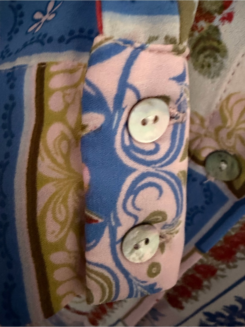 Rose & Olive Blue Multi Floral Patchwork Button-Down Shirt - Picture 6 of 12